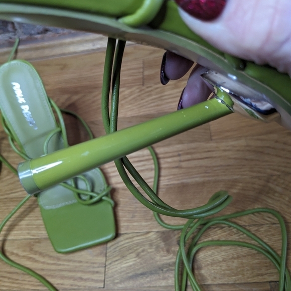 Public Desire Size 6 Olive Green Strappy‎ Heeled Sandals - Picture 5 of 7